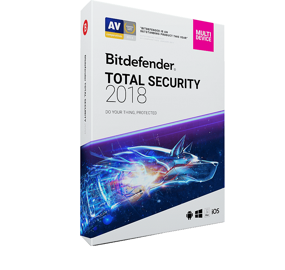 Bitdefender Total Security Multi-Device 2018 ( 5 devices / 1 vit mbrojtje totale Windows, MAC OS dhe Android )